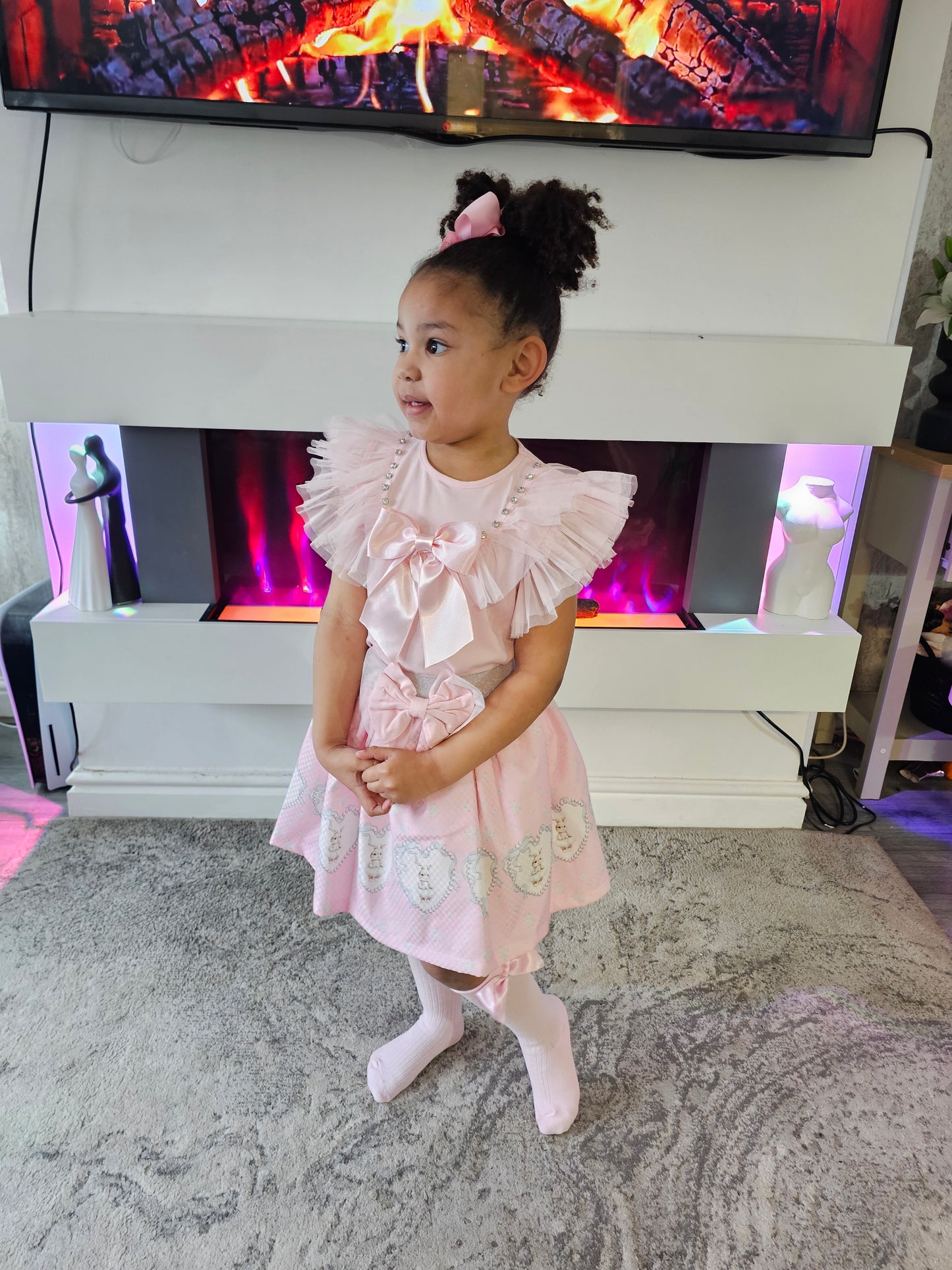 Pink Bunny bow set