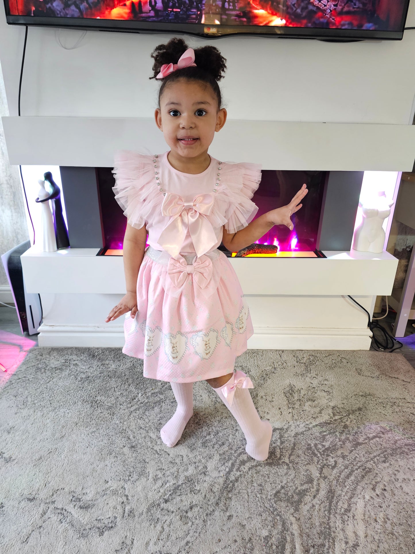 Pink Bunny bow set