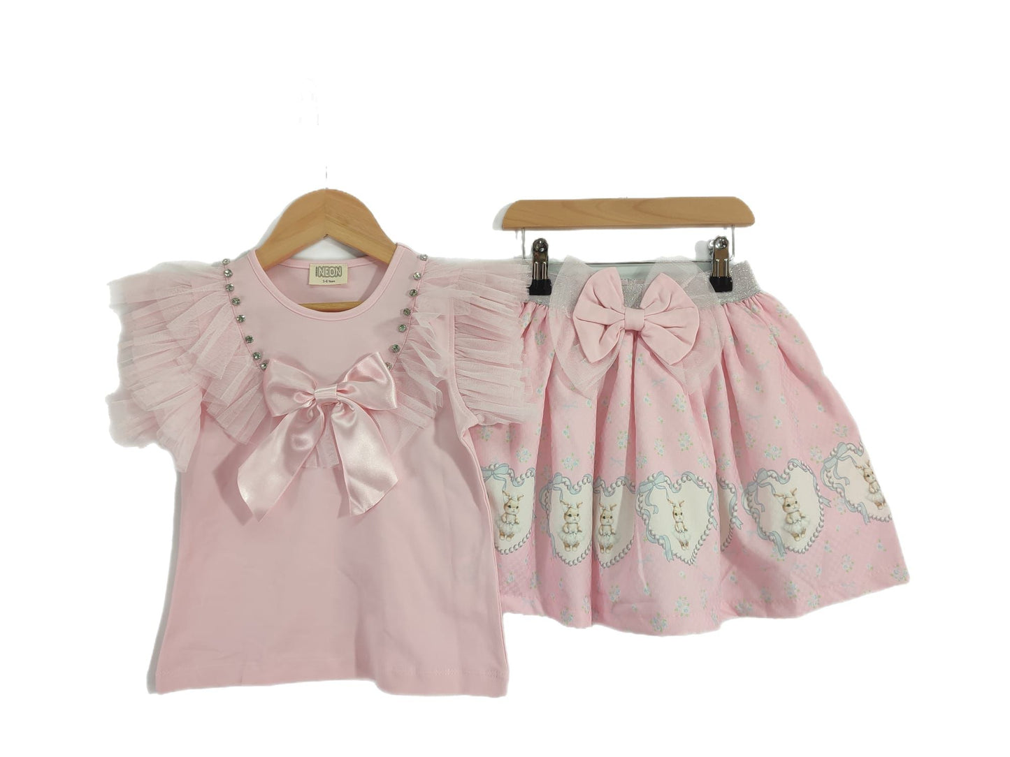 Pink Bunny bow set