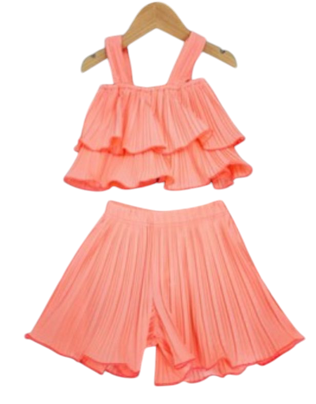 Coral rara shorts set