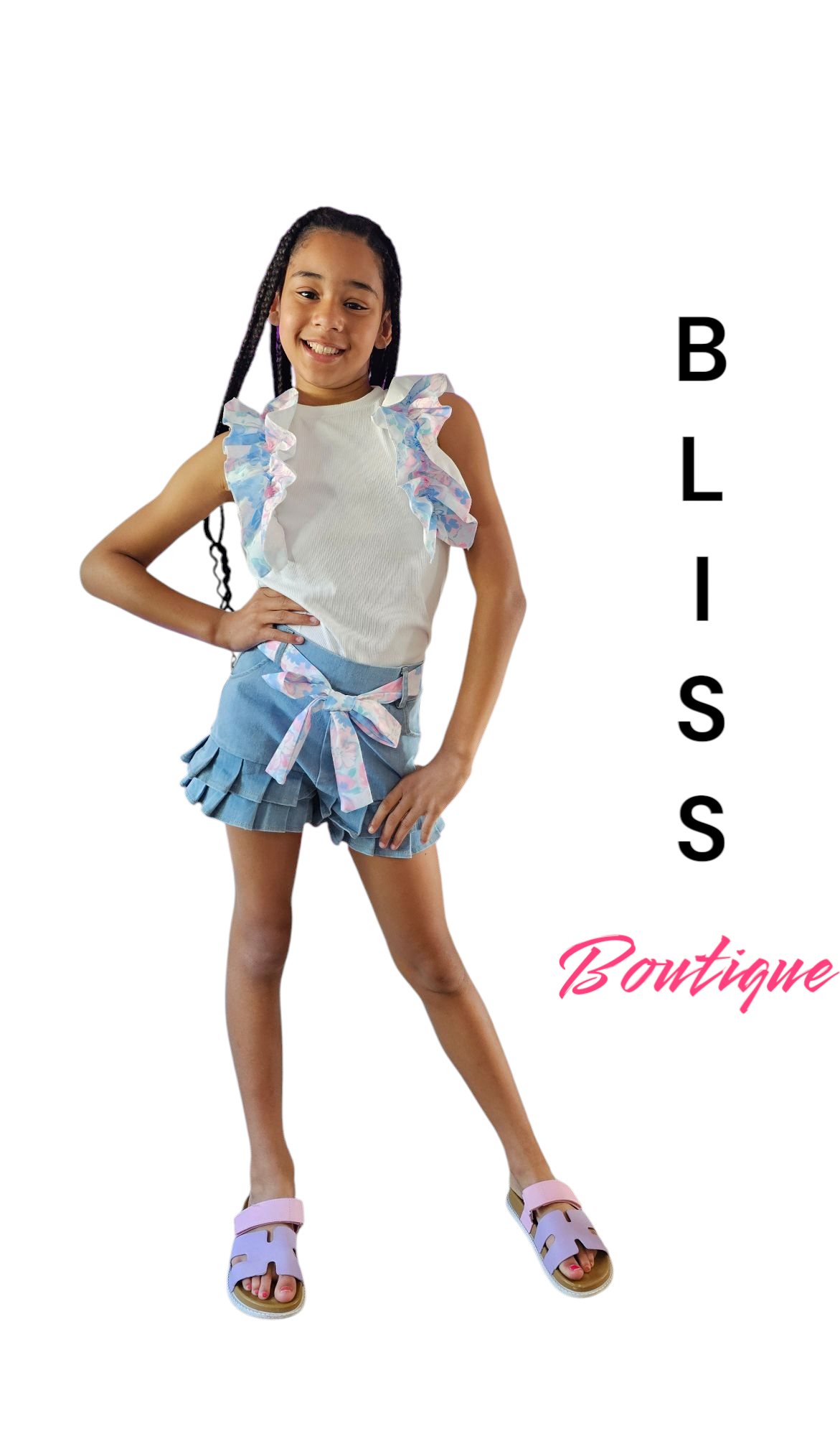 Aria shorts set white or baby blue
