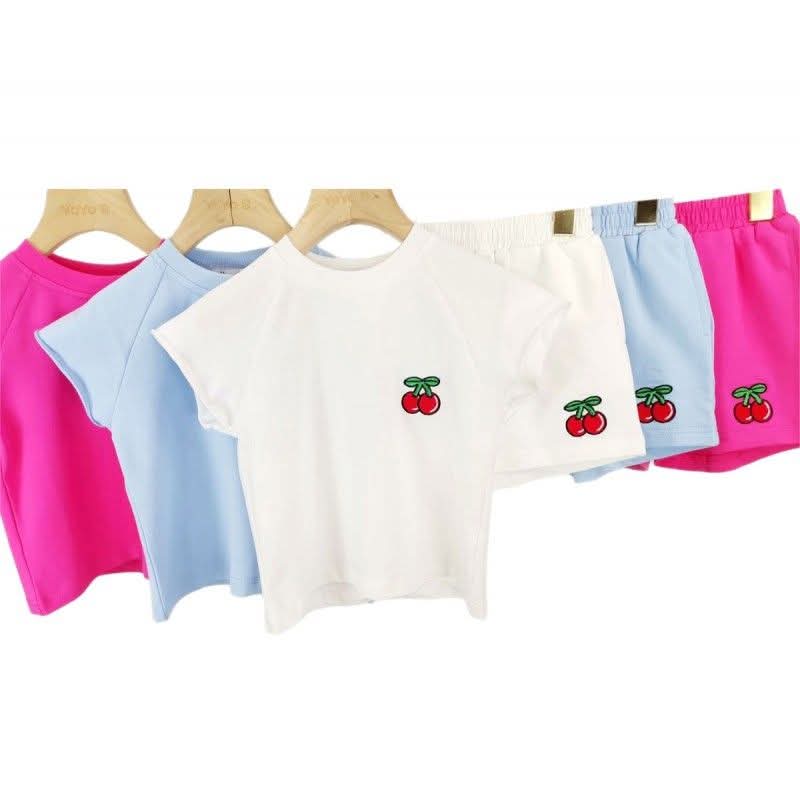 cherry shorts set pink