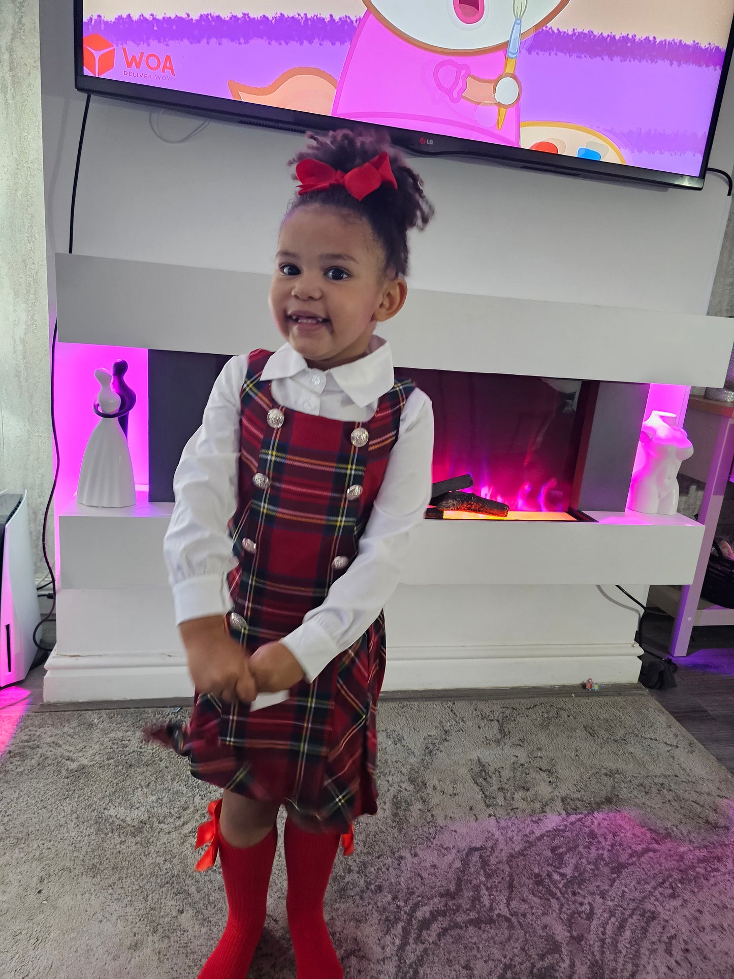 Red tartan dress