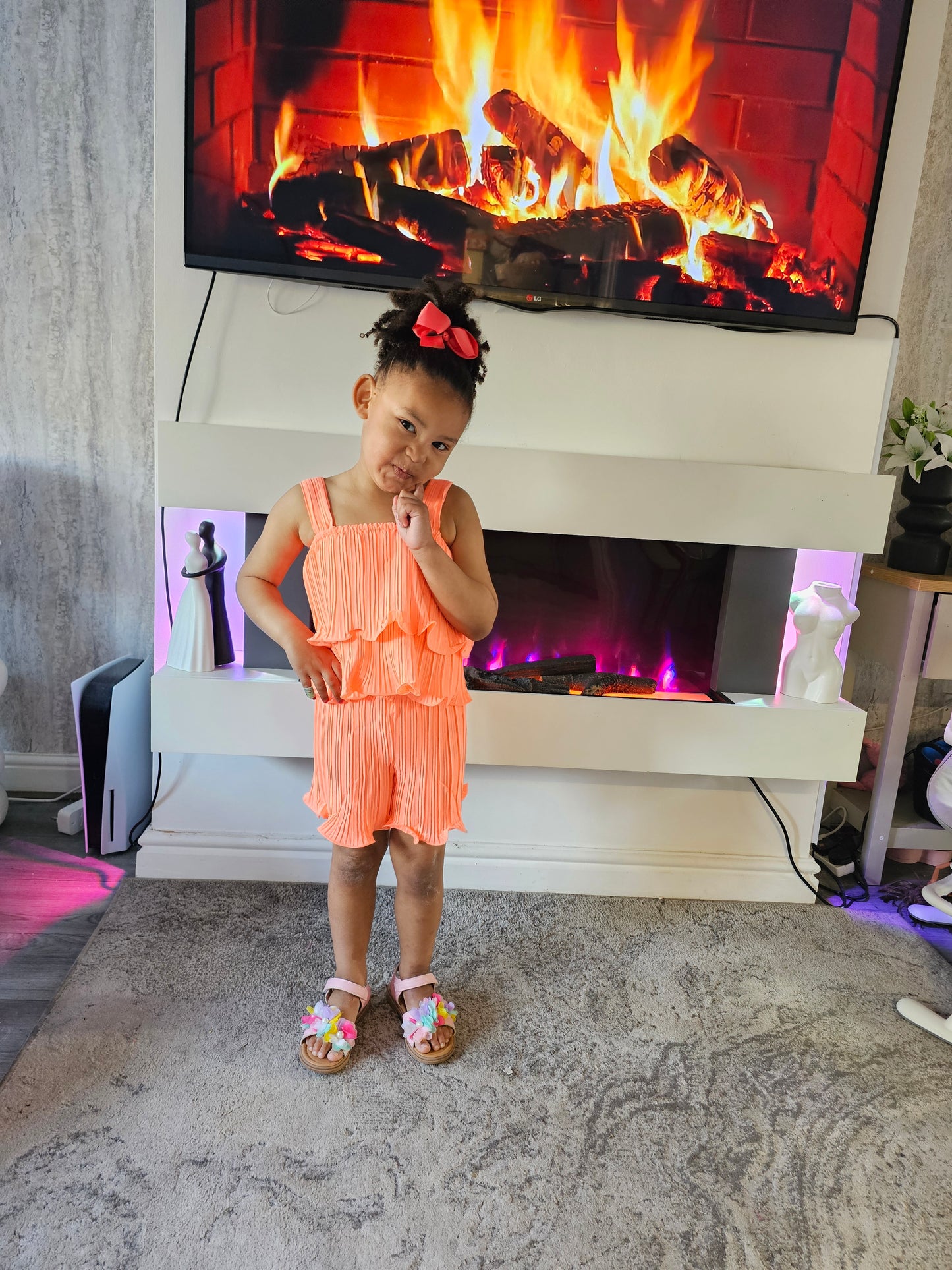 Coral rara shorts set
