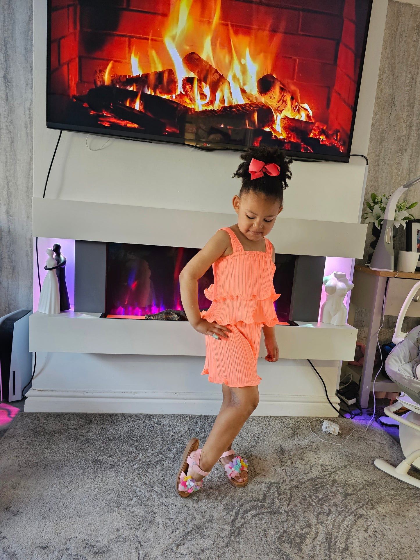 Coral rara shorts set