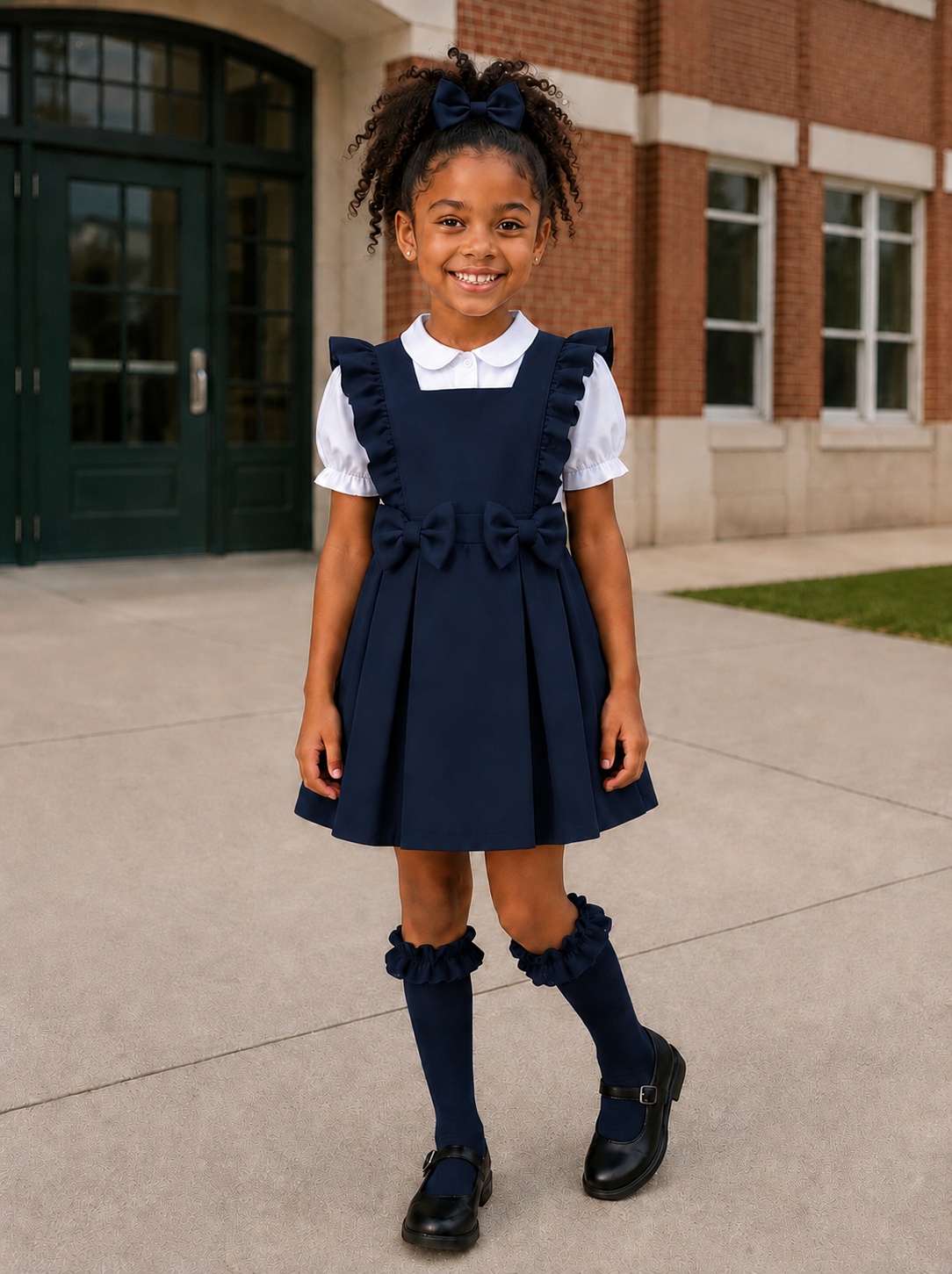 Melody blue pinafore dress