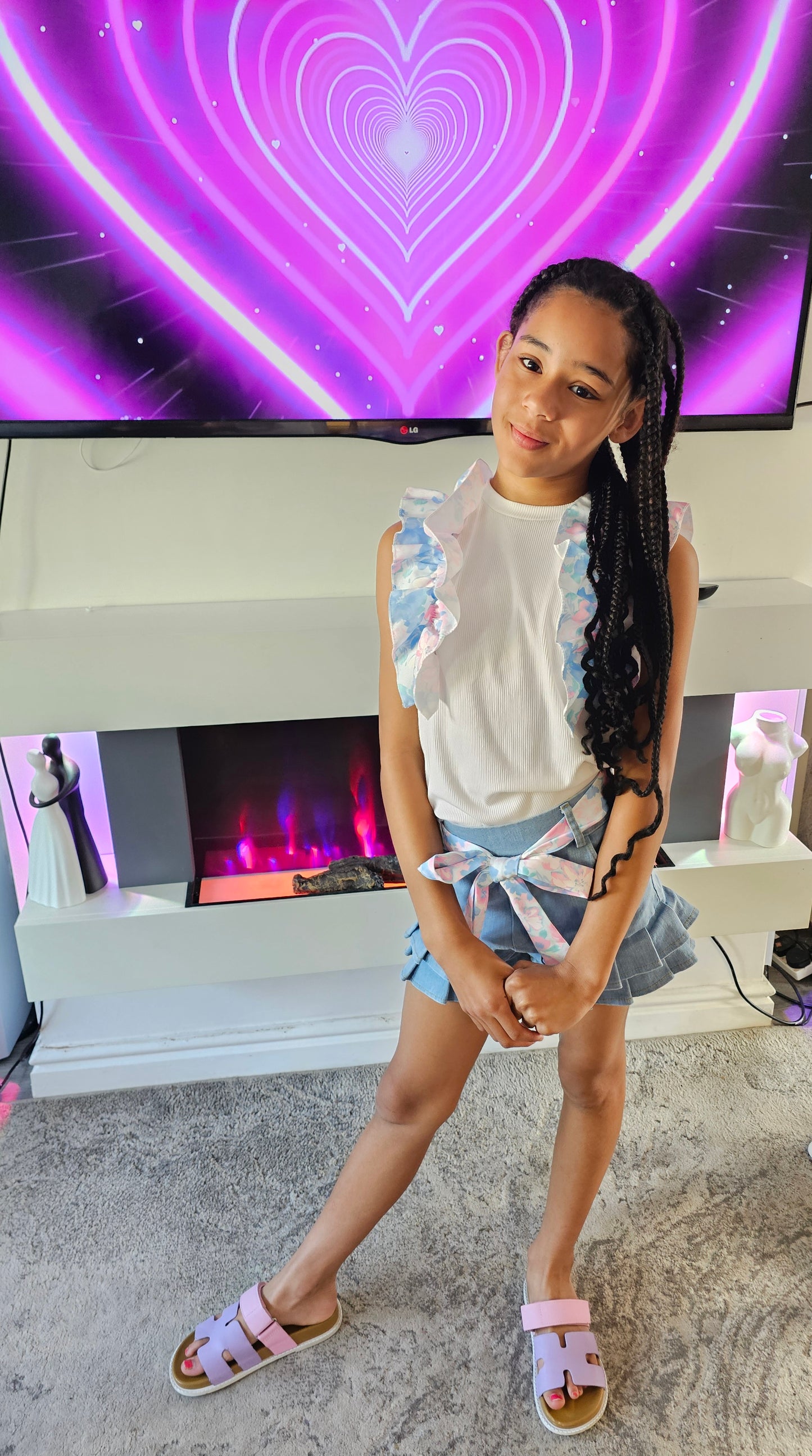 Aria shorts set white or baby blue