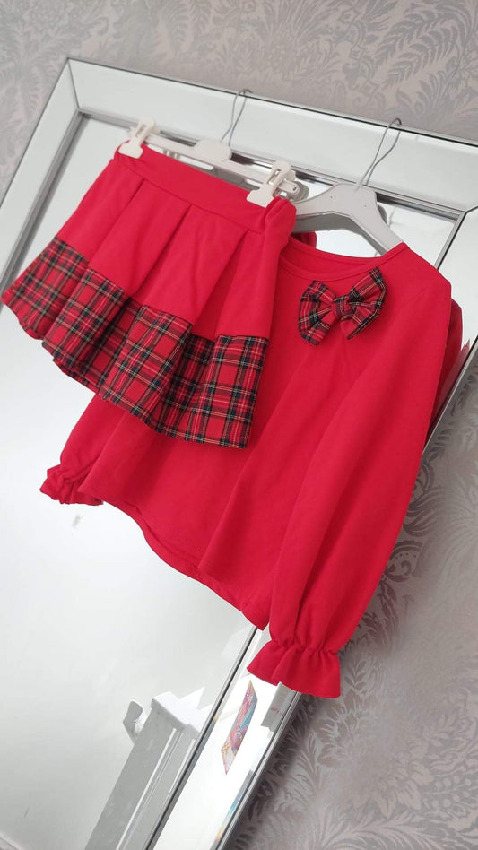 Red tartan set small size