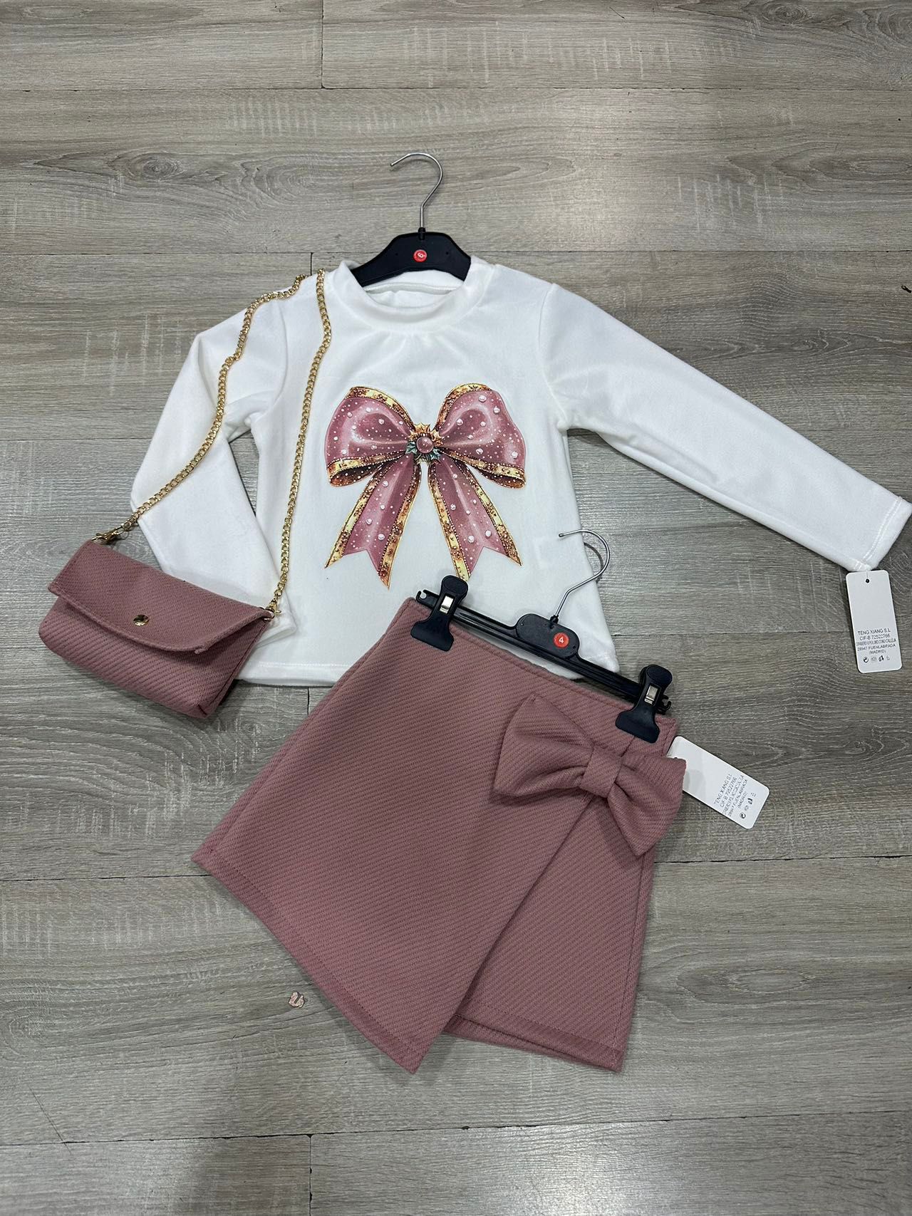 Pink elsie bow scort set