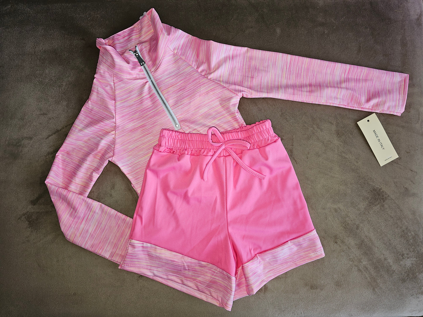 Pink gym shorts set