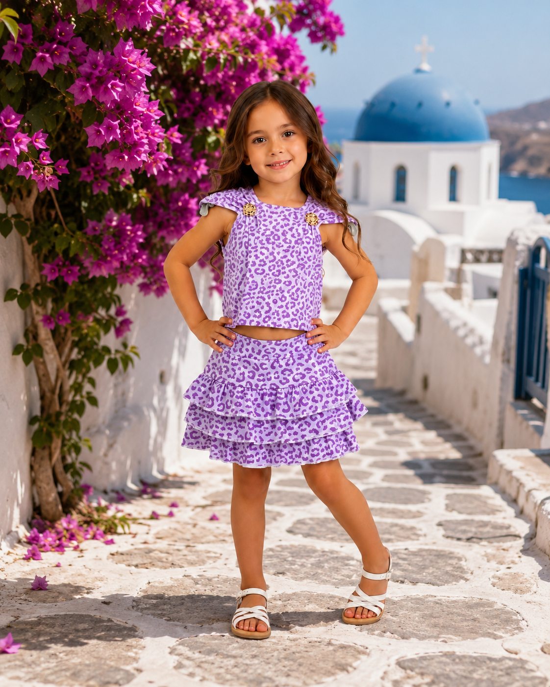 Lilac leopard print skirt set