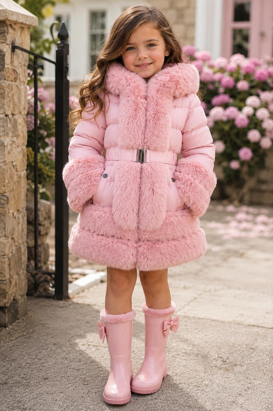 Camille pink faux fur coat