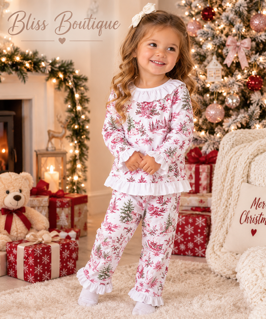 Girl 2-Piece Velour Pyjama Set - Christmas Print Collection - LIMITED EDITION