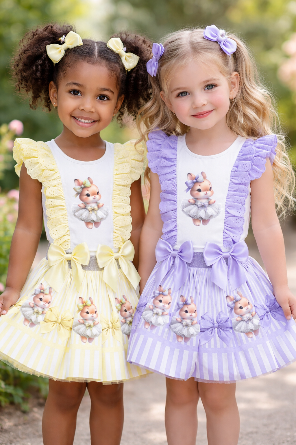 Purple Bear Ruffle Top & Skirt Set 1-8 Years