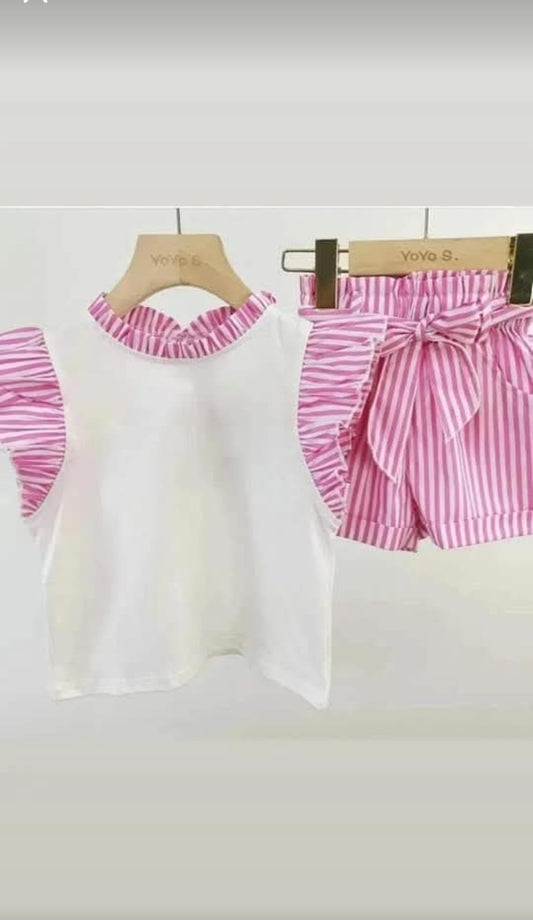 Girls striped shorts set