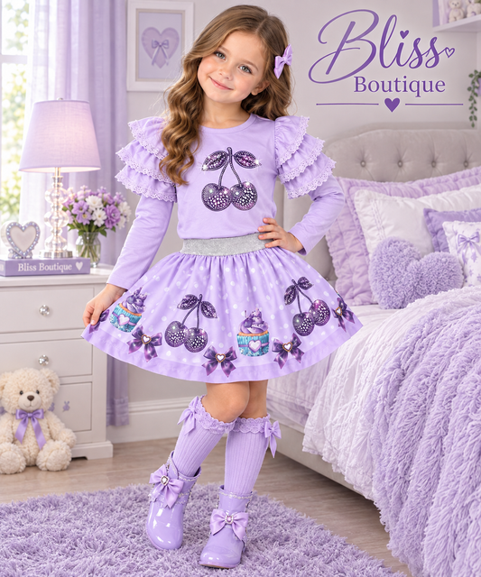 Girls cherry skirt set