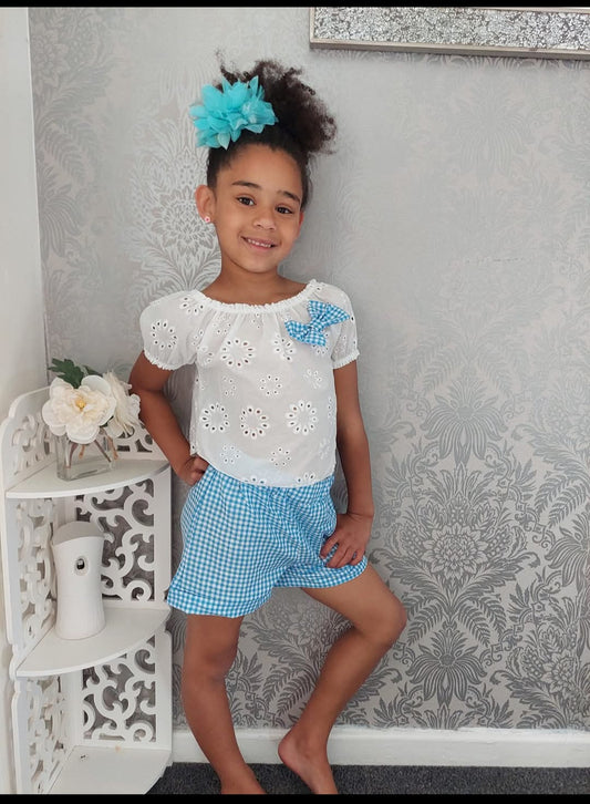 Girls gingham shorts set