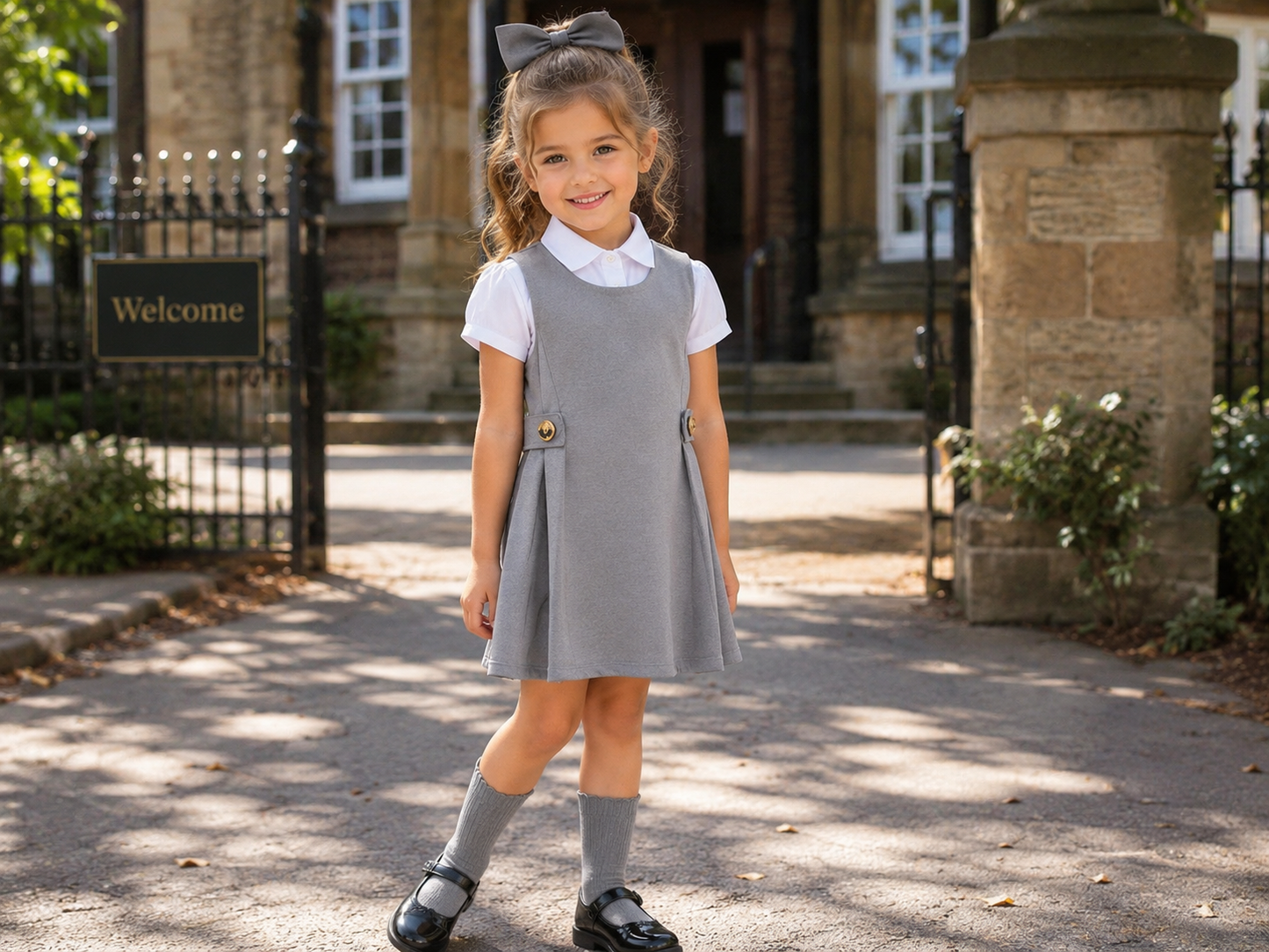 Grey willow pinafore set