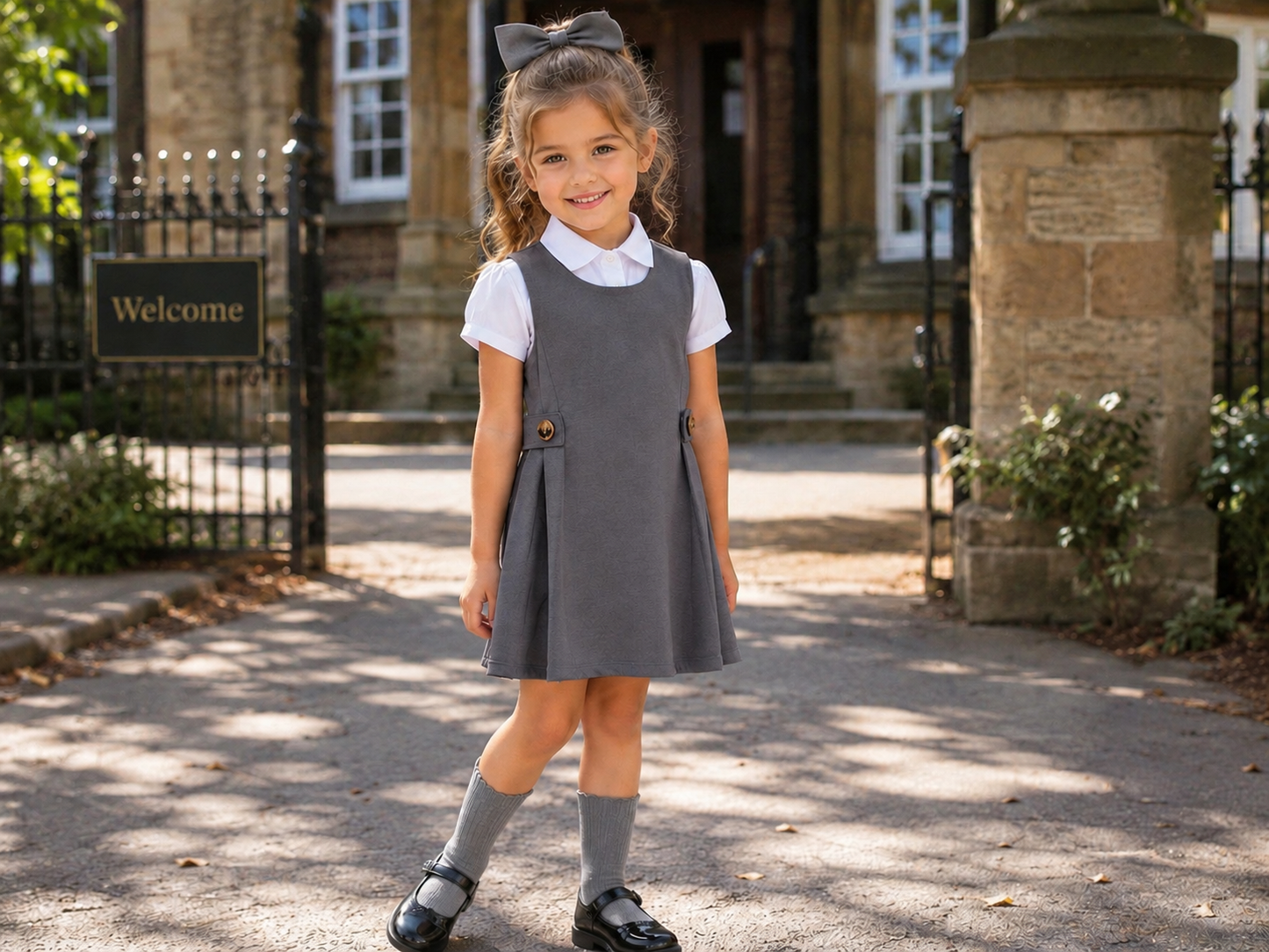 Grey willow pinafore set