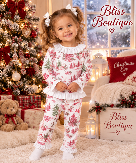 Girl 2-Piece Velour Pyjama Set - Christmas Print Collection - LIMITED EDITION