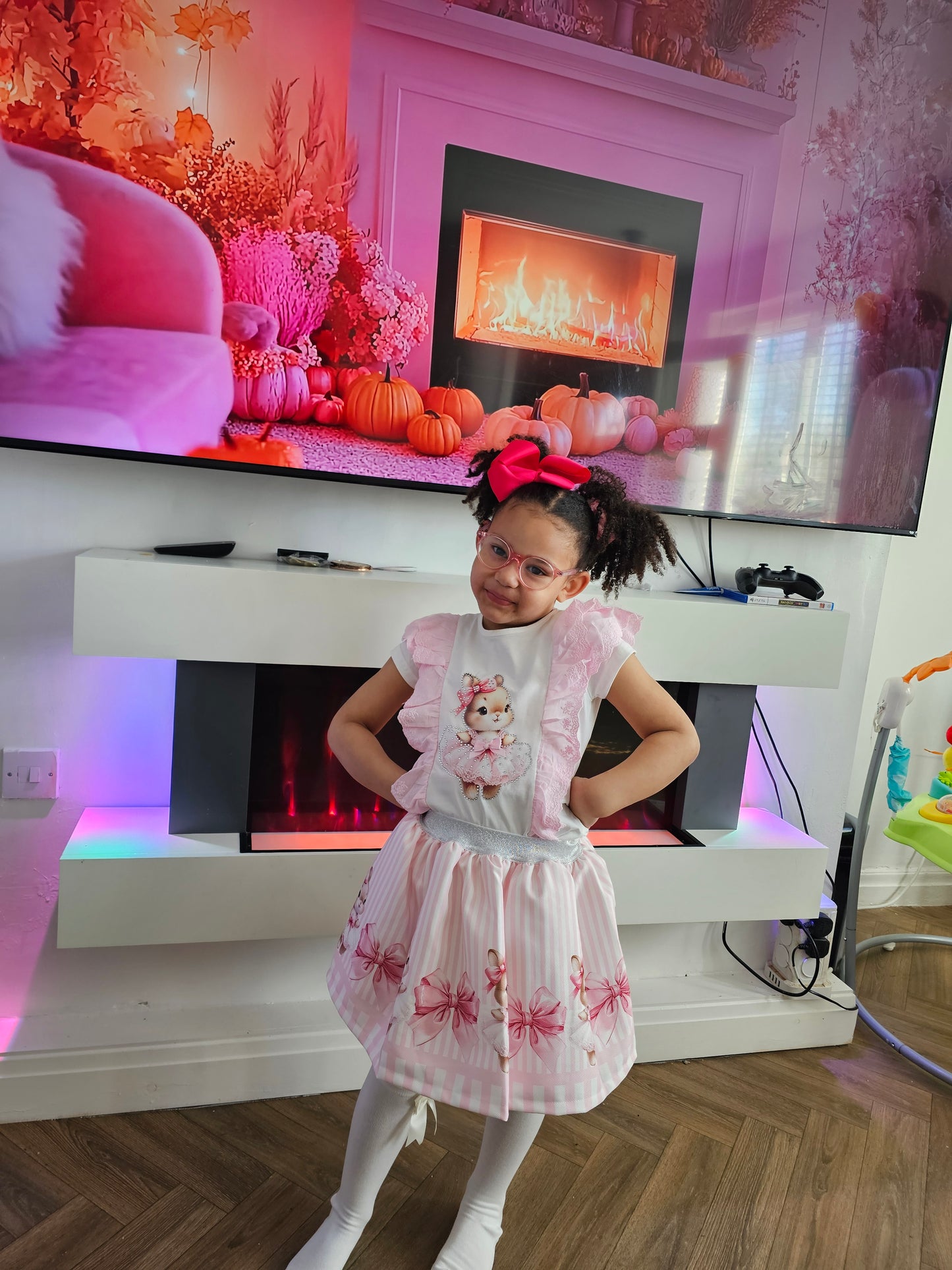Baby Pink Bunny Ruffle Top & Skirt Set 1-8 Years
