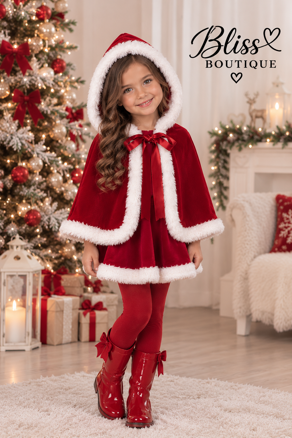 Red faux fur cape small fit