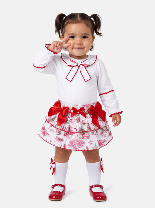 Girls 2-piece Set Top + Skirt - Christmas Print Collection - LIMITED EDITION