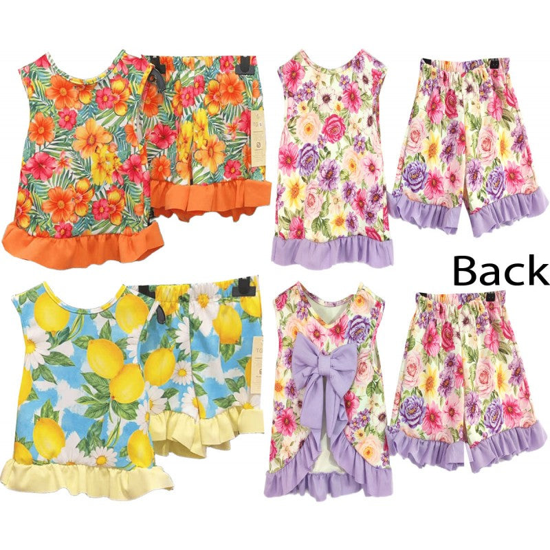 Floral bow shorts set