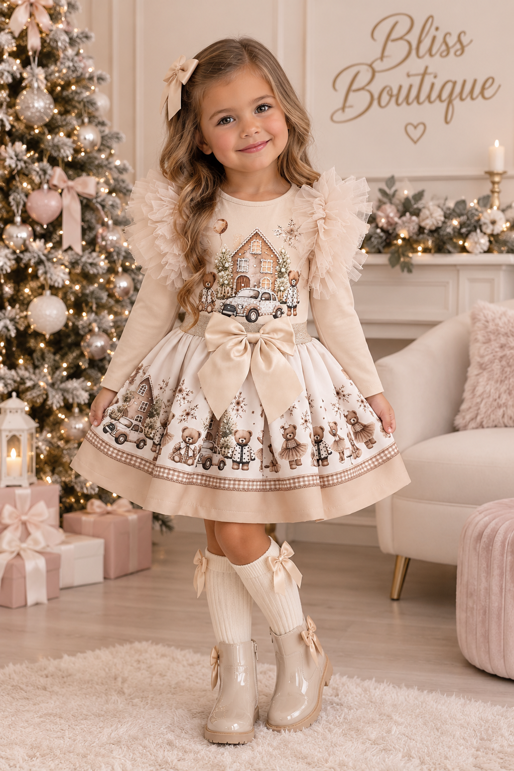 Cream teddy skirt and top