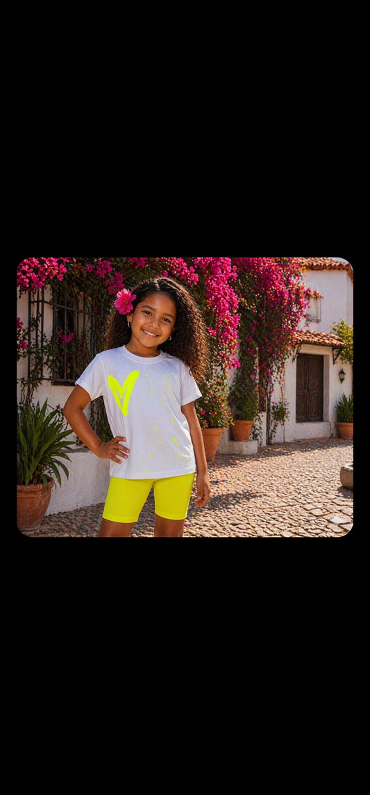 Yellow Graffiti Heart & Peace Cycling Shorts