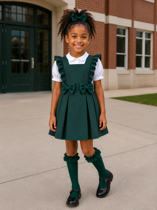 Green pinafore dress