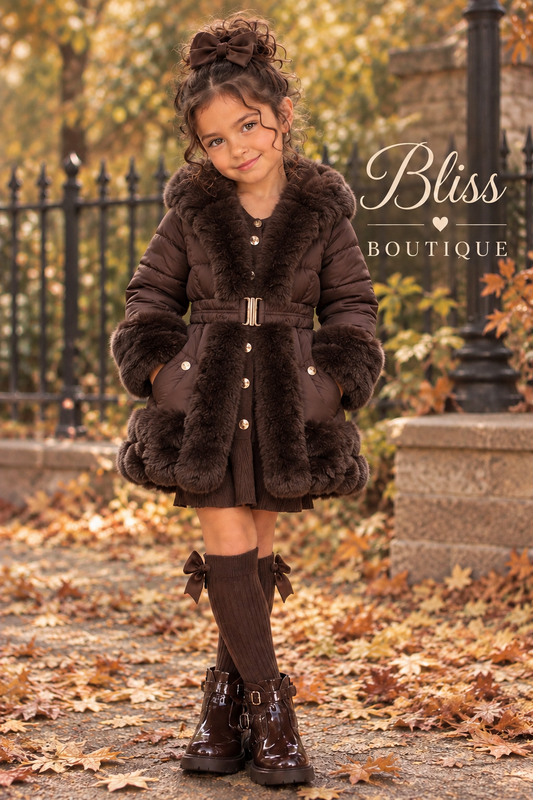 Nyla chocolate faux fur coat