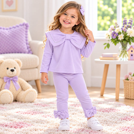 Girls Bow Detail Leggings Set 2-6 Years