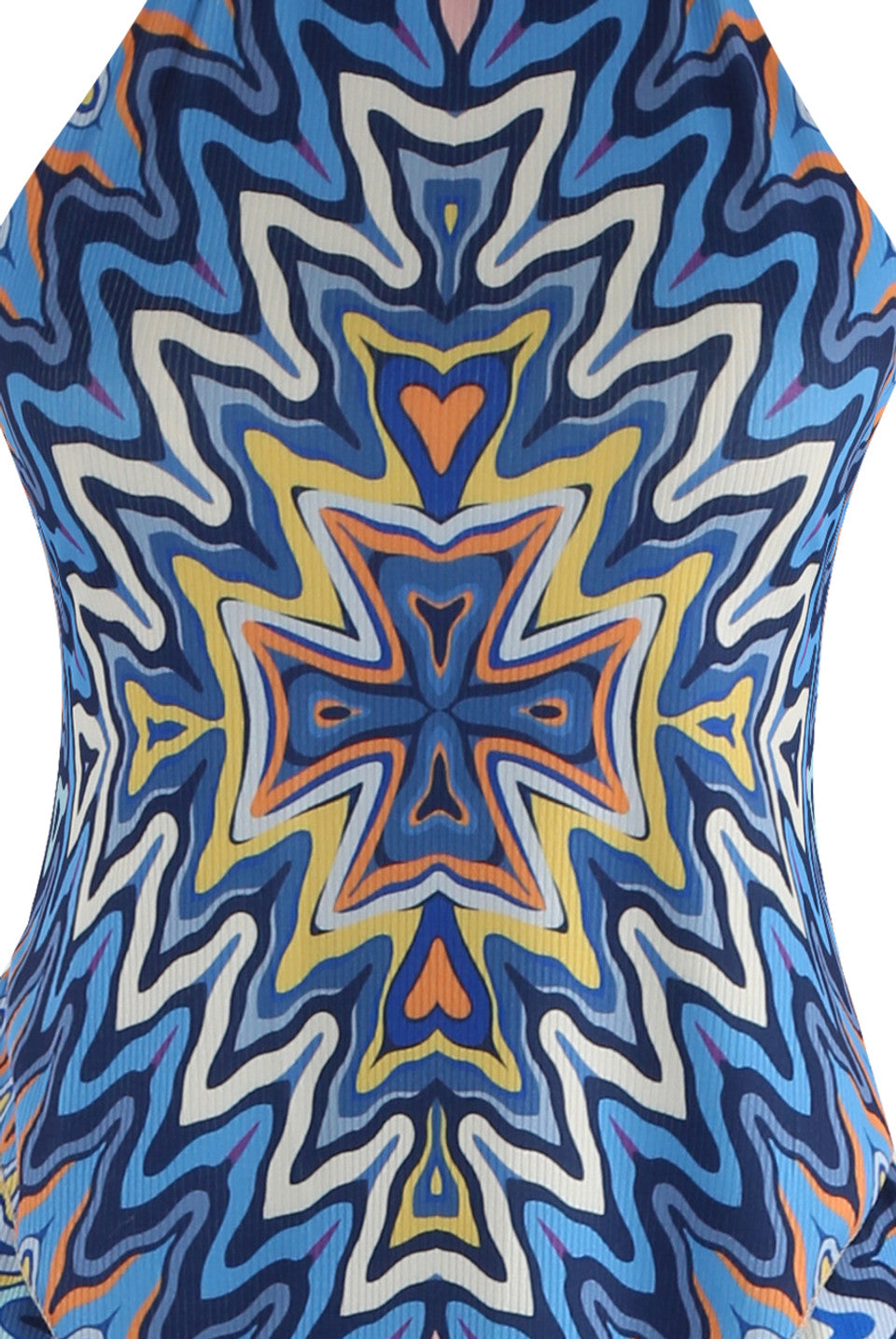 Blue Wavy Halter Neck Dip Top & Trousers Set
