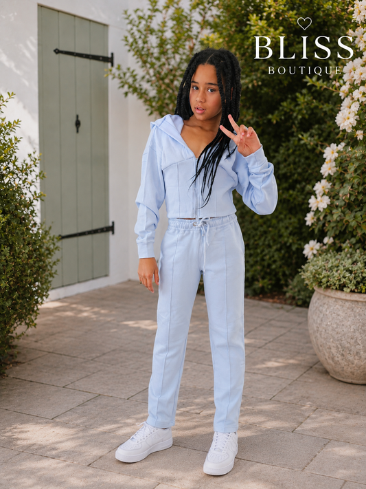Blue lounge set size up if tall