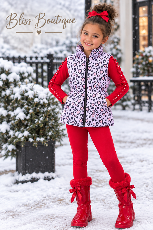 Pink leopard print padded gillet