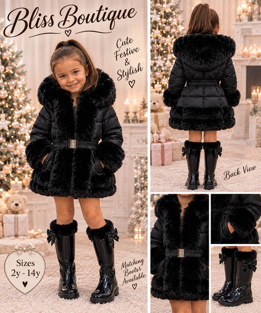 Nyla black faux fur coat