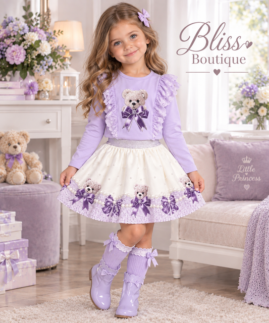 Lilac teddy skirt set