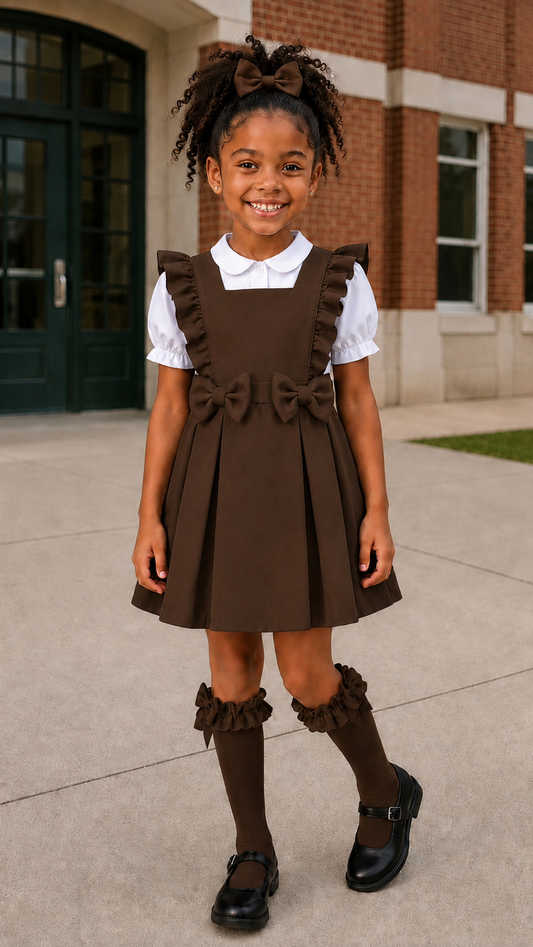 Brown school pinafore
