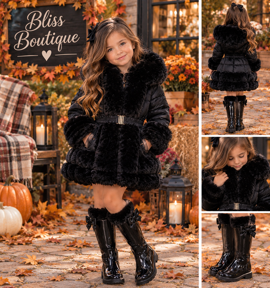Nyla black faux fur coat