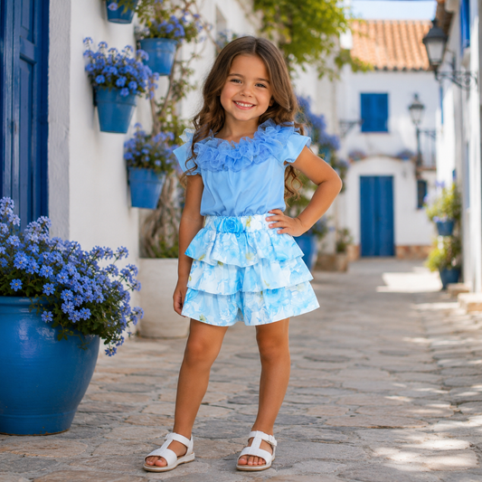 Blue Reena shorts set