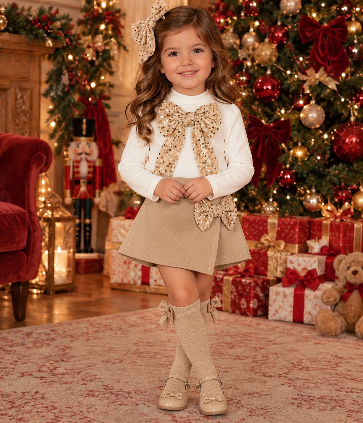 Beige merci skort set small fitting