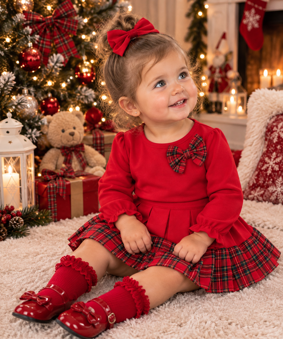 Red tartan set small size