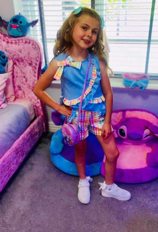Blue romero shorts set