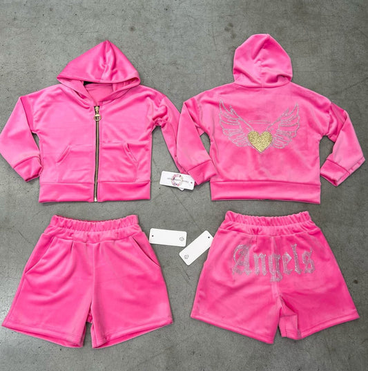 ) Pink Angel velour set