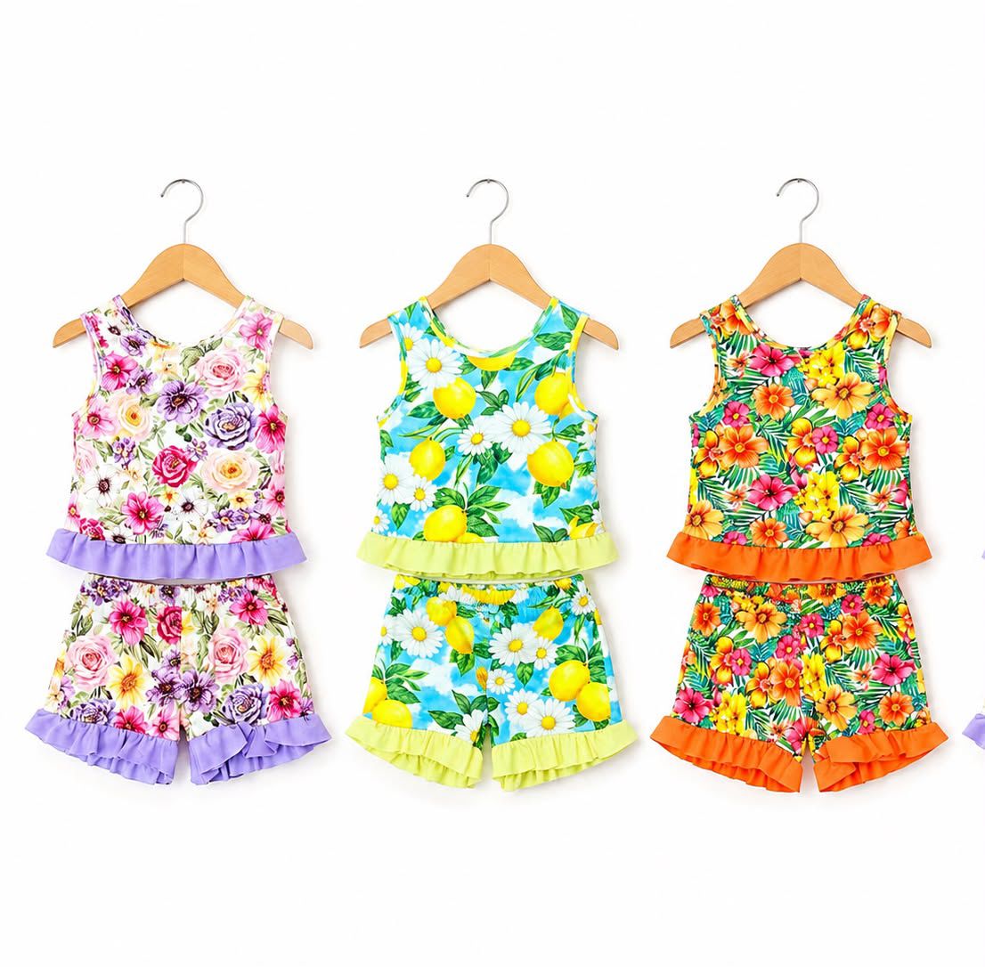 Floral bow shorts set