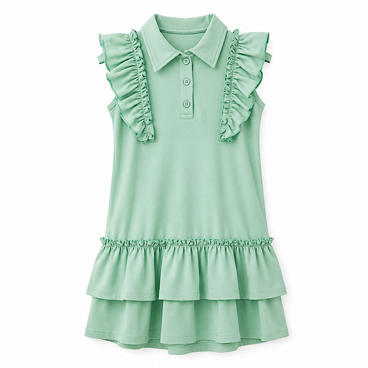 Jade green ruffle dress